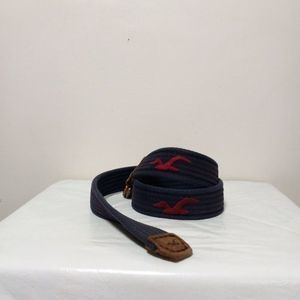 Hollister Classic Men Fabric Belt Blue Sz 32 D Buckle Casual Fabric Measures 45"